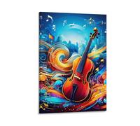 DHBANEIOK Musique pour violon Impression Sur Toile Portrait - Tableau Abstrait -DecoSourision Murale Salon Moderne - Image Sur Toile 20x30inch(50x75cm)
