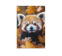 DHBANEIOK Panda roux Impression Sur Toile Portrait Abstrait Art Print Poster Bureau Chambre Café Décoration,Toile 08x12inch(20x30cm)