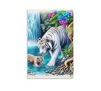 DHBANEIOK tigre blanc Murale Décoration Murale Image Sur Toile Tableau Impression Sur Toile Affiche Decoration Pour Chambre Et Couloir Premium 12x18inch(30x45cm)