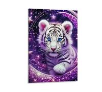 DHBANEIOK tigre blanc Murale Décoration Murale Image Sur Toile Tableau Impression Sur Toile Affiche Decoration Pour Chambre Et Couloir Premium 16x24inch(40x60cm)