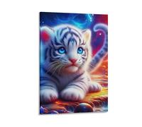 DHBANEIOK tigre blanc Murale Decoration Murale Peinture Sur Toile Impression Sur Toile Affiche Decoration Pour Salon Chambre Décorations 16x24inch(40x60cm)