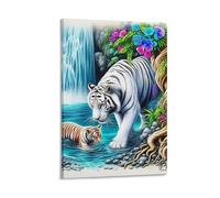DHBANEIOK tigre blanc Murale Décoration Murale Peinture Sur Toile Impression Sur Toile Pour La Décoration De La Maison 16x24inch(40x60cm)