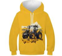 DHBANEIOK Tracteurs Enfants Ado Fille Garçons Sweats À Capuche Hoodies Impression 3D Vivid Graphique Sweat Poche Pullover À Capuche pour 6-16 Ans 9-11Y