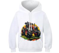 DHBANEIOK Tracteurs Homme Sweats À Capuche 3D Pull Imprimé À Manches Longues Sweatshirt avec Poches À Cordon 8-9Y