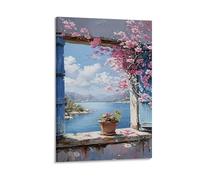 DHBANEIOK Vue fenêtre printemps Murale Décoration Murale Image Sur Toile Tableau Impression Sur Toile Pour Chambre Et Couloir Premium 24x36inch(60x90cm)