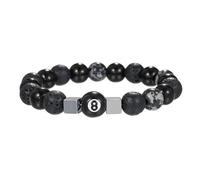 Dhdfisd Bracelet à 8 boules de billard noir cool punk pierre de lave naturelle obsidienne bracelet perles pour femmes hommes fête des pères, Adjustable, Pierre, Pas de gemme