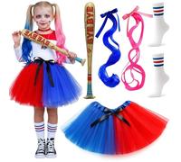 DHDHCPZZ Lot de 4 costumes Harley Quinn, costume de Joker, costume de carnaval, convient pour Halloween, carnaval, jeux de rôle