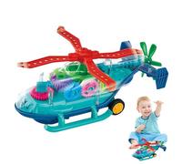 d'hélicoptère musical,Jouet d'hélicoptère transparent | Jouet électrique à roue mobile lumineux, jouet d'hélicoptère transparent,Jouet d'avion à engrenages, jouet musical coloré, voiture pour e