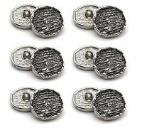 DHER 12 Pcs Round Buttons, Bouton rond en métal Boutons de manteau Boutons pour vêtements Fashion Metal Buttons,Tall Hand Sewing Buttons, Coat Trench Jacket Decorative Buttons (Argent Vintage, 17.5mm)