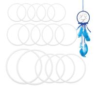 DHER 15 Pièces Anneaux Ronds en Plastique Blanc 4 Tailles Anneaux Catche-Rêves Anneau Dream Catcher pour Tissage Décoration de Guirlande de Noël, Guirlande de Mariage et Décoration Murale (A)
