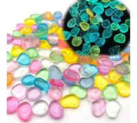 DHER 20 Pièces Grande Pierre Lumineuse, Galets Lumineux Pour Jardin Pierres Lumineuses Cailloux Lumineux Coloré Jardin Aquarium Paysage, Pierre Lumineuse Résine Pierre Fluorescente (2-3cm)
