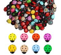 DHER 50 Pcs Petit Bouton Coloré Boutons Artisanaux Aux Couleurs Candy Bouton Colorés Mignons Cousus À La Main Boutons Colorés Coccinelle Pour Le Décorateur De Couture Bricolage (coccinelle, 15mm)