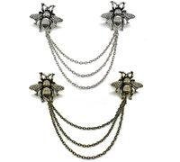 DHER Clips De Cardigan ChaîNe De Chandail Vintage Clip Cardigan Femme 2pcs ChaîNe De Broche De Collier D'Abeille Vintage, Accessoire VêTement Mode Collier De Chemise Collier DéCoratif ChaîNe Mode