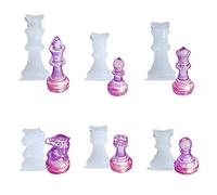 DHER échiquier Moule d'échiquier Moule Kit De Moules D'échecs 6 pièces de moules en Silicone pour pièces d'échecs 3D, Moule en Silicone pour pièces d'échecs 3D, Moule en Silicone pièces d'échecs 3D
