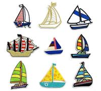 DHER Ecusson Thermocollant Enfant Écusson Brodé de voilier Ecussons enfants 9 pièces Sporty Style Vêtements Broderie Fer à repasser sur tissu Accessoires Fashion Patch Stickers pour Vestes (B)