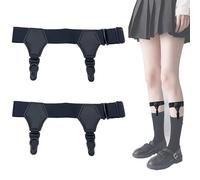 DHER Jarretelles élastiques Réglables Jarretières pour chaussettes Jarretière chaussette, Bretelles à Chaussettes réglable 26-55 cm, 2 pinces antidérapantes, jarretière chaussette en boucle (A)