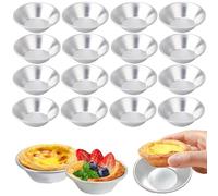 DHER Lot de 16 moules à crêpes, en aluminium, avec fond plat, réutilisables, antiadhésifs, pour crêpes, puddings, gâteaux, cupcakes, muffins (A 7 cm)