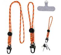 DHER Porte-clés parachute Mousqueton de cordon de poignet tressé à la main avec boucle de réglage Cordon porte-clés pour téléphone portable, sac appareil photo, bouteille d'eau (Camouflage arancione)
