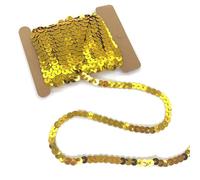 DHER Ruban à paillettes plates de 10 yards, 6 mm d'épaisseur, plat, pour décoration de robe, bricolage, couvre-chef, doré