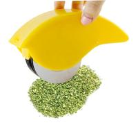 d'herbes à 6 lames, rouleau d'herbe en acier inoxydable, coupe-manuelle pour coriandre/persil/oignons verts (jaune)