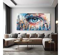 DHFGHFJ Affiche et impressions modernes abstraites de paysage urbain, peinture sur toile aux yeux colorés, décoration murale pour salon (65 x 125 cm/cadre intérieur)