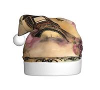 DHGJHGN Chapeau de Noël imprimé Tour Eiffel de Paris, décoration et accessoires de fête de Noël, couvre-chef festif du Nouvel An