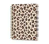DHGPTS Spiral Journal Notebook, A5 Cute Notebooks for Women Men, College Ruled Hardcover Notebook for Work & Note Taking, 60 Pages Double-Wire Journals for Writing, Luxury Leopard