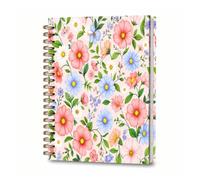 DHGPTS Spiral Journal Notebook, A5 Cute Notebooks for Women Men, College Ruled Hardcover Notebook for Work & Note Taking, 60 Pages Double-Wire Journals for Writing, Beautiful Cute Flowers