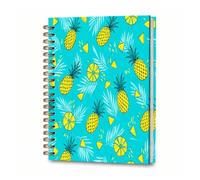 DHGPTS Spiral Journal Notebook, A5 Cute Notebooks for Women Men, College Ruled Hardcover Notebook for Work & Note Taking, 60 Pages Double-Wire Journals for Writing, Cute Yellow Pineapples