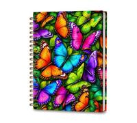 DHGPTS Spiral Journal Notebook, A5 Cute Notebooks for Women Men, College Ruled Hardcover Notebook for Work & Note Taking, 60 Pages Double-Wire Journals for Writing, Colorful Funny Butterfly
