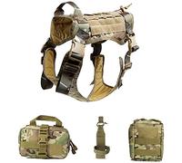DHGTEP Harnais Tactique De Dressage pour Chien D'assistance, Poignée De Dressage Extérieure, Imperméable avec Poches Molles Amovibles, Poignée Réglable, Gilet De Dressage pour Chien
