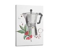 DHHMTPIYS Impression sur toile aquarelle avec cafetière et baies - Décoration murale moderne pour chambre à coucher - 20 x 30 cm