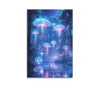 DHHMTPIYS Impression sur toile décorative sur toile avec méduses lumineuses de style fantastique pour chambre à coucher familiale (40 x 60 cm)