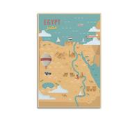 DHHMTPIYS Impression sur toile murale décorative avec paysage animal de dessin animé Égypte, pyramide du Nil, pyramide du Nil, décoration murale moderne pour chambre à coucher (30 x 45 cm)