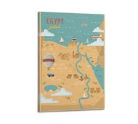 DHHMTPIYS Impression sur toile murale décorative avec paysage animal de dessin animé Égypte, pyramide du Nil, pyramide du Nil, décoration murale moderne pour chambre à coucher (30 x 45 cm)