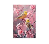 DHHMTPIYS Impression sur toile représentant des oiseaux jumeaux réalistes - Décoration murale moderne pour chambre à coucher - 30 x 45 cm