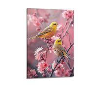 DHHMTPIYS Impression sur toile représentant des oiseaux jumeaux réalistes et décoration murale moderne pour chambre à coucher (50 x 75 cm)