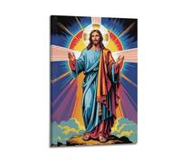 DHHMTPIYS Impression sur toile représentant le Christ de Jésus sous la lumière sacrée - Décoration murale moderne pour chambre à coucher - 30 x 45 cm
