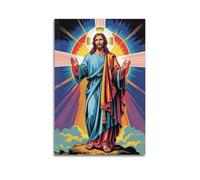 DHHMTPIYS Impression sur toile représentant le Christ de Jésus sous la lumière sacrée - Décoration murale moderne pour chambre à coucher - 60 x 90 cm
