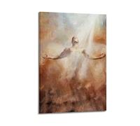 DHHMTPIYS Impression sur toile représentant le Christ Impressionnisme Jésus dans la lumière sainte Décoration murale moderne pour chambre à coucher 20 x 30 cm