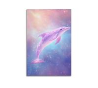 DHHMTPIYS Impression sur toile représentant un dauphin étoilé et une décoration murale moderne pour chambre à coucher (40 x 60 cm)