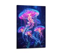 DHHMTPIYS Impression sur toile représentant un groupe de méduses de style coloré - Affiches murales décoratives pour chambre à coucher - 50 x 75 cm