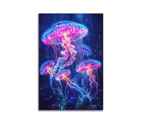 DHHMTPIYS Impression sur toile représentant un groupe de méduses de style coloré - Affiches murales décoratives pour chambre à coucher - 40 x 60 cm