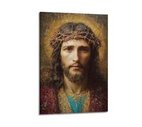 DHHMTPIYS Peinture à l'huile du Christ Jésus avec couronne d'épines - Magnifiques vêtements décoratifs sur toile - Affiches murales et décoration moderne pour chambre à coucher familiale - 60 x 90 cm
