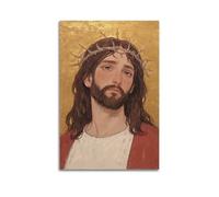 DHHMTPIYS Peinture à l'huile du Christ Jésus avec couronne d'épines sur fond doré - Décoration murale moderne pour chambre à coucher familiale - 60 x 90 cm