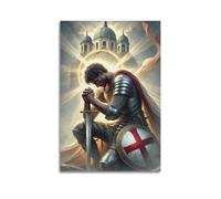 DHHMTPIYS Peinture à l'huile religieuse fantaisie en train de prier le guerrier sacré - Affiches murales sur toile - Décoration murale moderne pour chambre à coucher - 50 x 75 cm