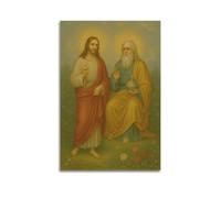 DHHMTPIYS Peinture à l'huile sur toile représentant Jésus et Dieu le Père - Décoration murale moderne pour chambre à coucher - 50 x 75 cm