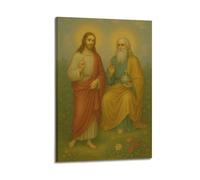 DHHMTPIYS Peinture à l'huile sur toile représentant Jésus et Dieu le Père - Décoration murale moderne pour chambre à coucher - 60 x 90 cm