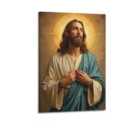 DHHMTPIYS Peinture à l'huile sur toile représentant le Christ Jésus sous la lumière sacrée - Affiches murales décoratives et modernes pour chambre à coucher - 30 x 45 cm