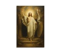 DHHMTPIYS Peinture à l'huile sur toile représentant le Christ, la résurrection de Jésus, avec drapeau de la croix et décoration murale moderne pour chambre à coucher, 60 x 90 cm